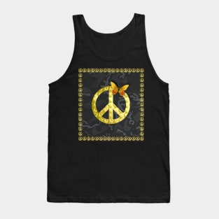 Luxury Golden Peace Symbol Butterfly 3D Graphic Tank Top